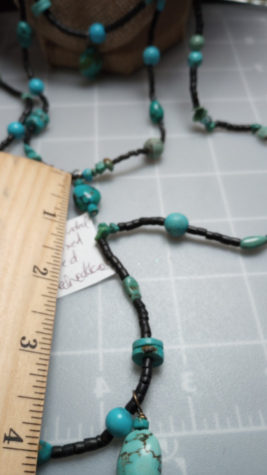 Av925 Marked Closure Hook Blue Rock,Stone Unknown Beaded Multistrand 16″necklace