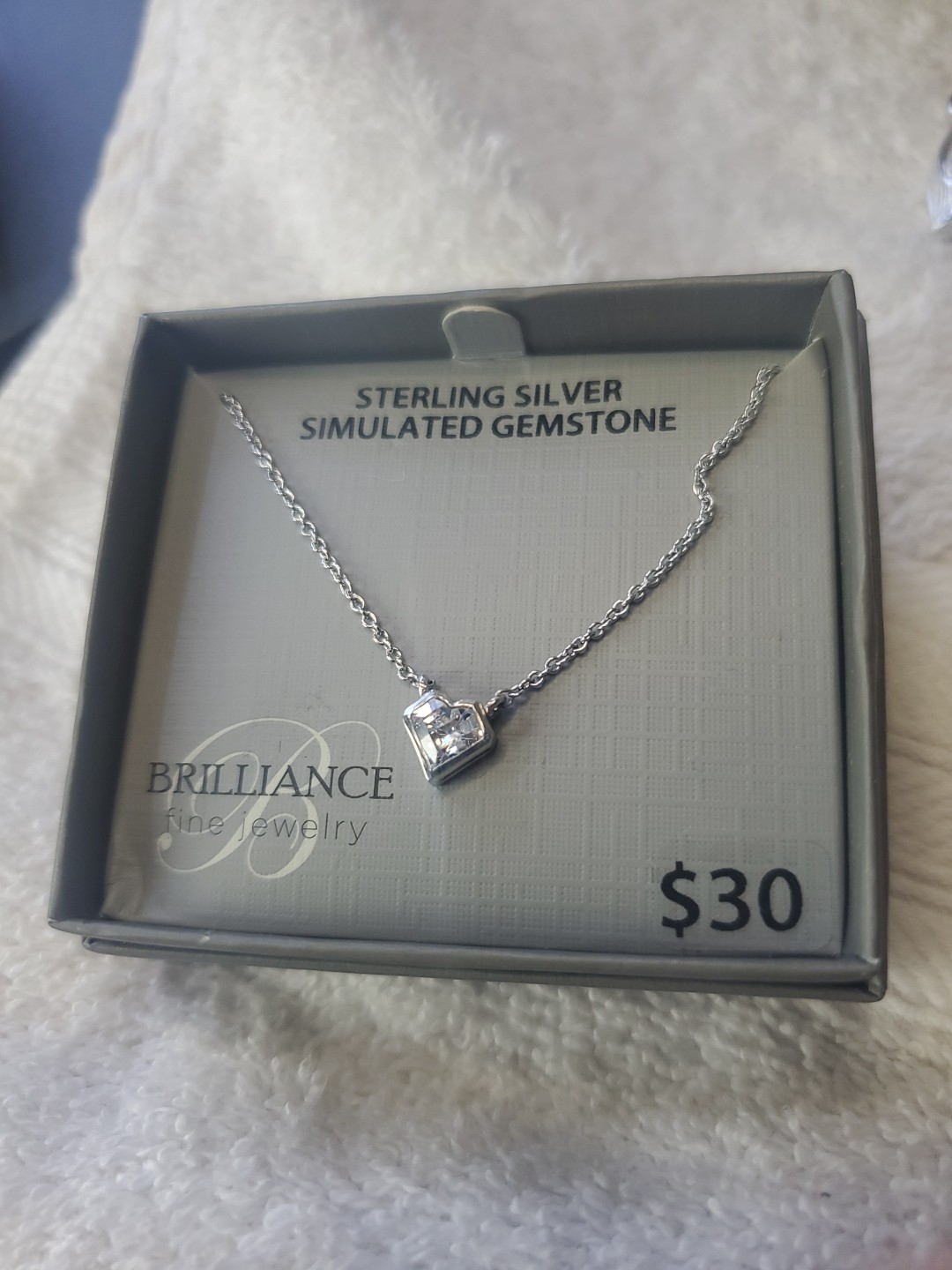 Brilliance Fine Jewelry Sterling Silver Simulated Gemstone Heart Necklace NEW