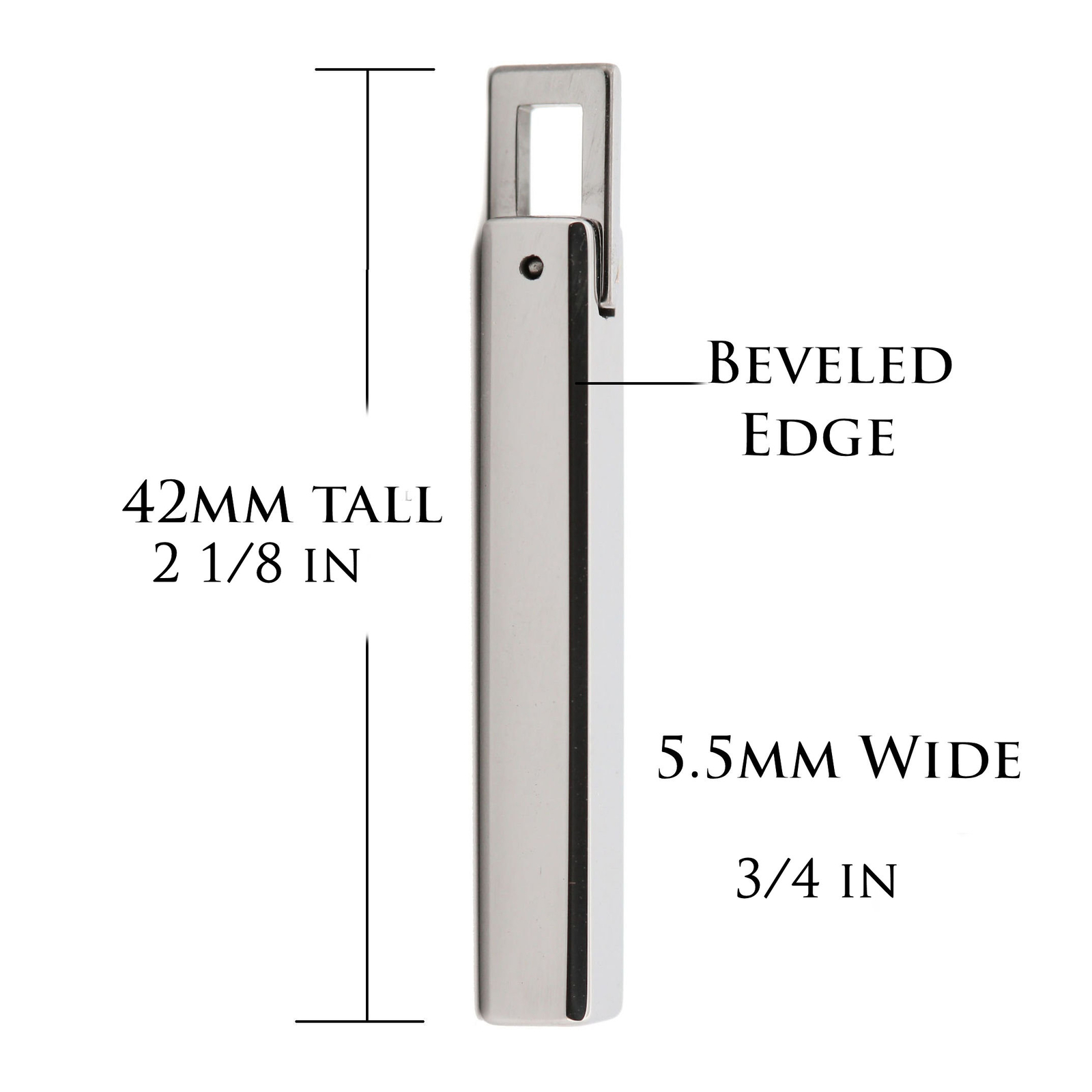 Tungsten Carbide Bar Pendant Stainless Steel Cuban Chain 16″ to 26″ Length