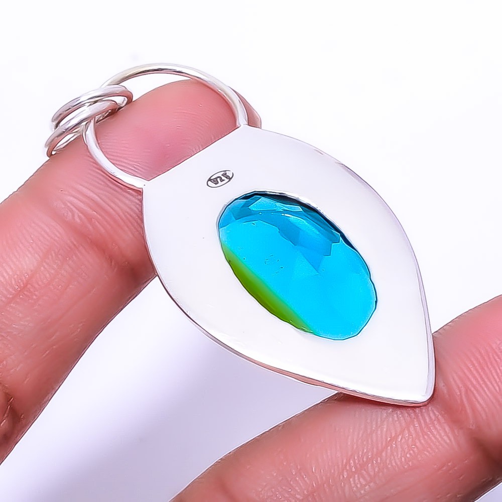 Bi-Colour Tourmaline Designer Handmade 925 Sterling Silver Pendant 2.34″ P44