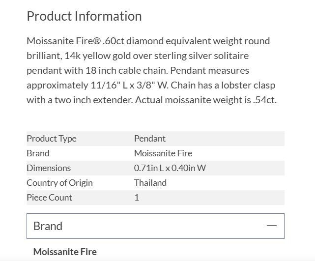 Moissanite 14k Yellow Gold Over Silver Solitaire Pendant .60ct DEW NEW