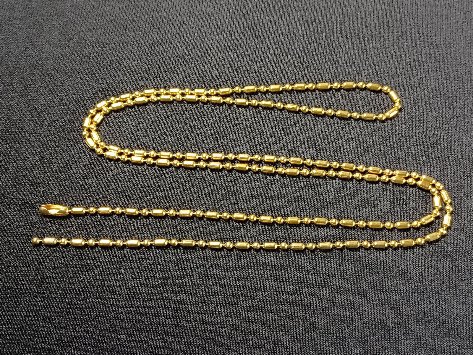 Brass 2.4mm Bar & Ball Bead Military Type Dog Tag Chain Necklace USAMade