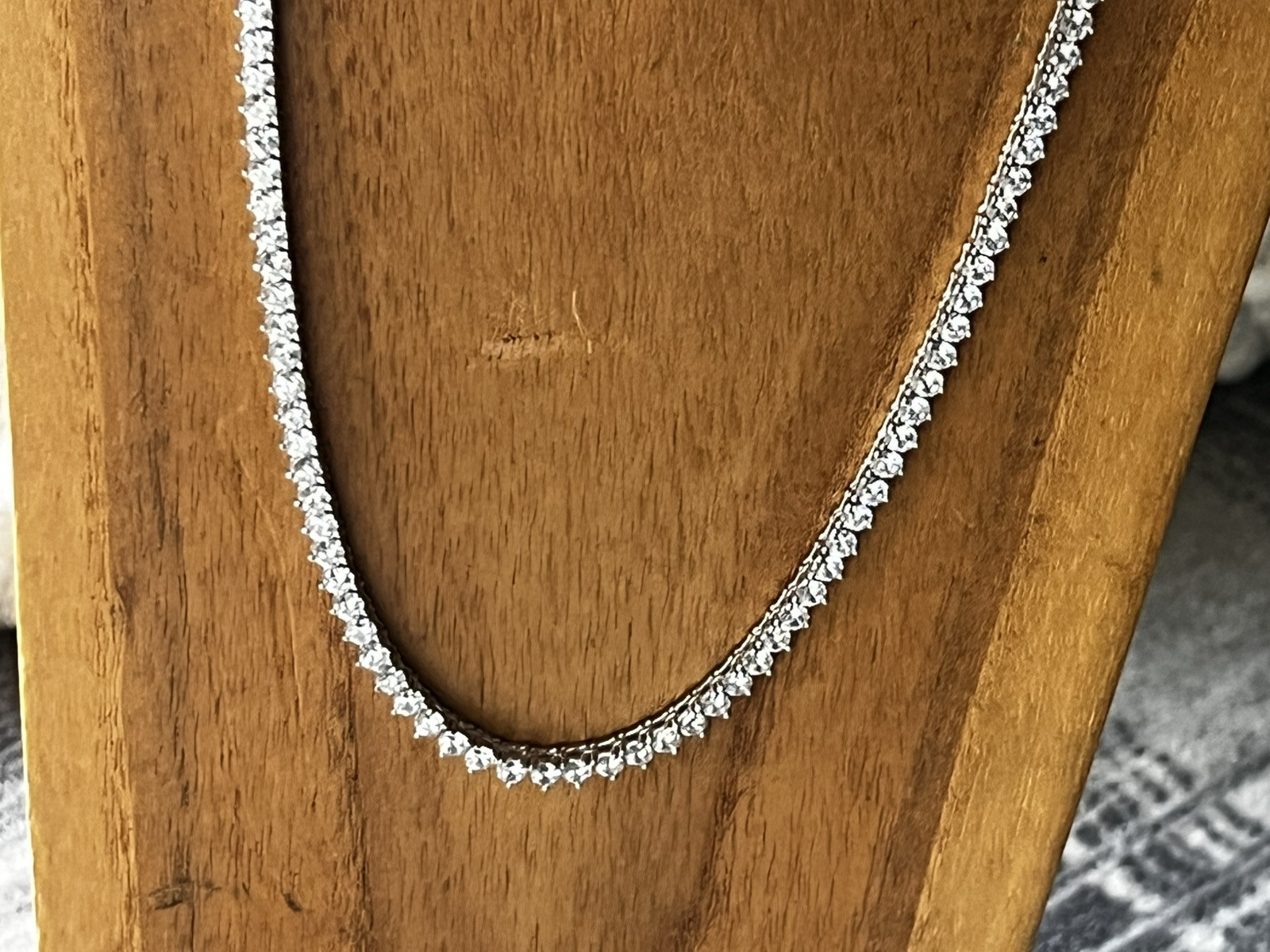 925 Sterling Silver / CZ Necklace China 23 grams 18 Inches Long