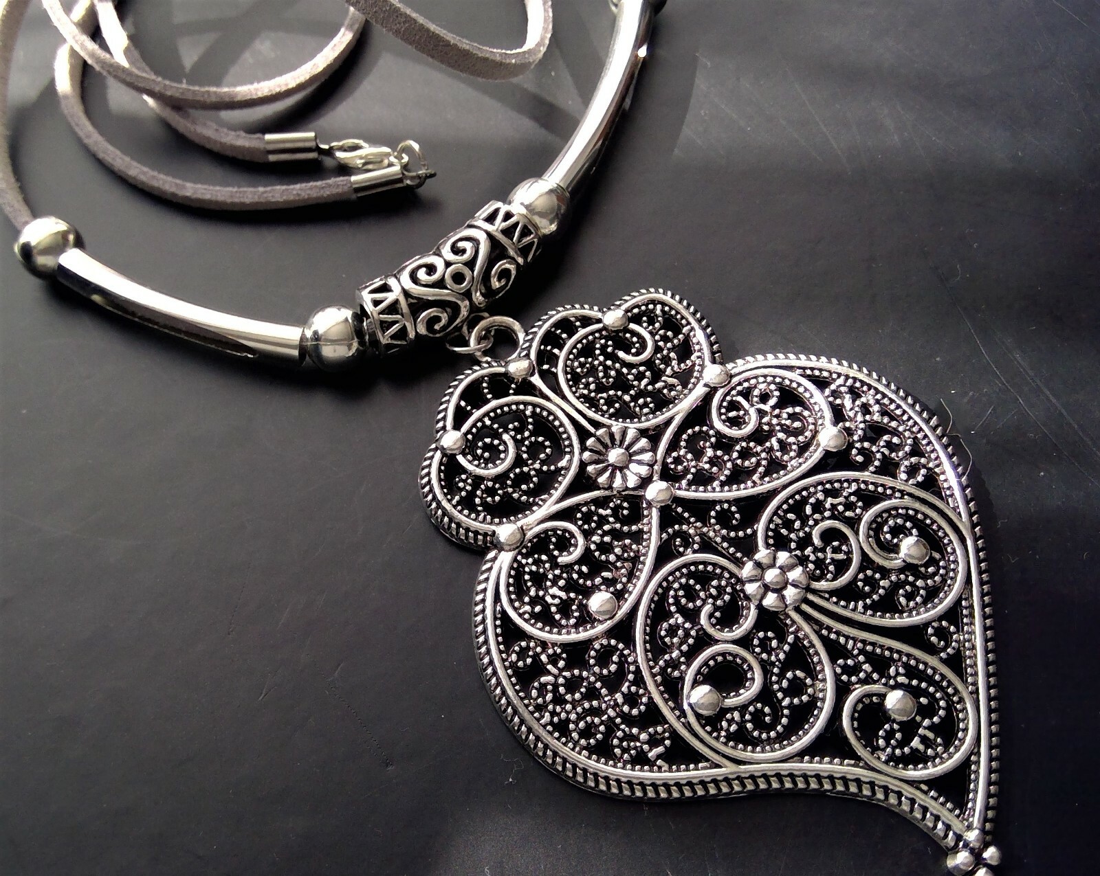 TIBETAN SILVER ALLOY STATEMENT PENDANT