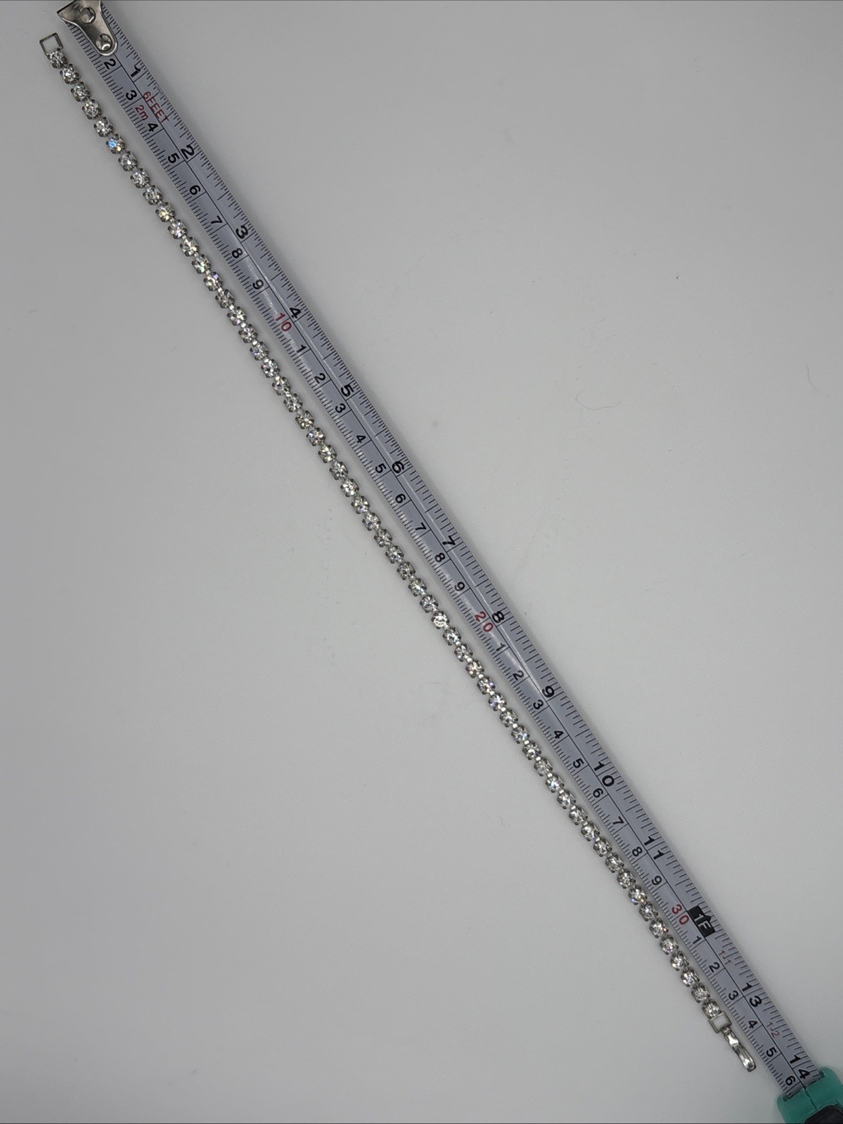 13” Silver Tone Tennis Necklace White / Colorless Rhinestones Costume Choker