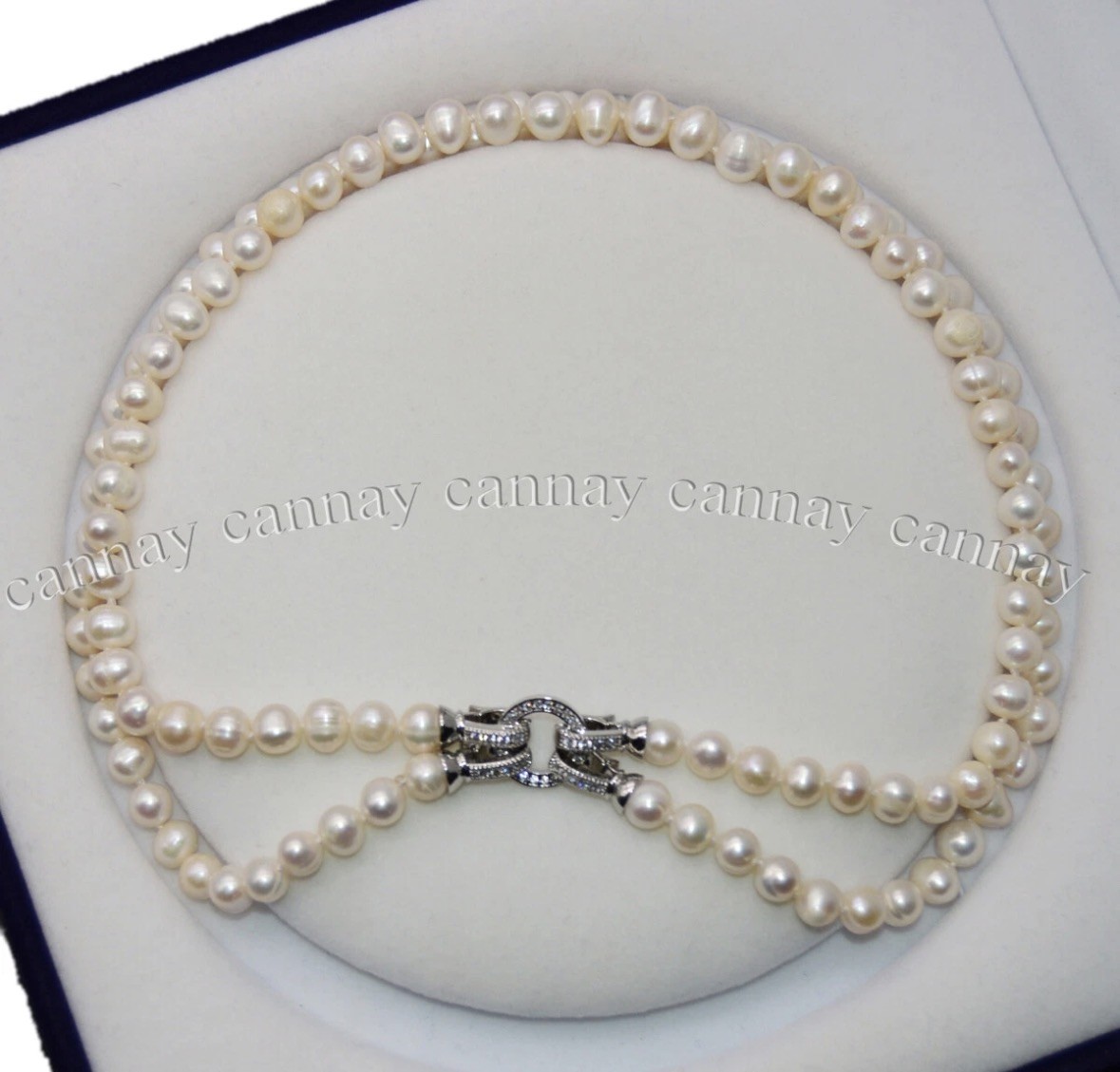 2 Strands Real Natural 7-8mm White Freshwater Cultured Pearl Necklace 18-20”