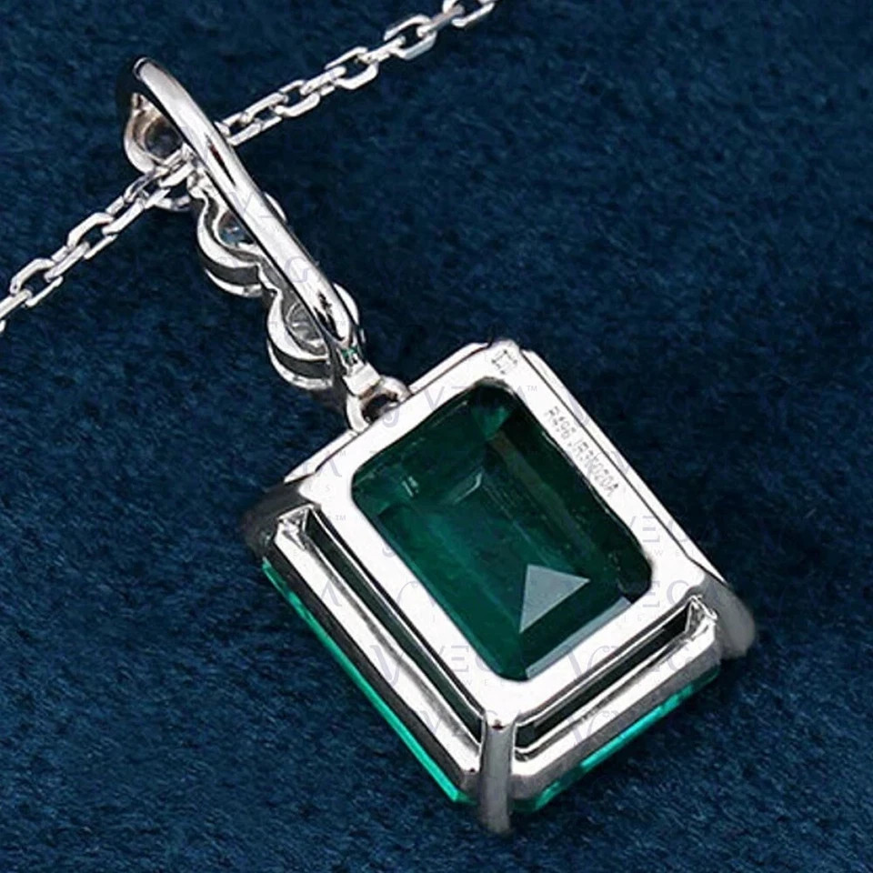 2.33 Ct Emerald Cut Emerald Pendant Wedding Pendant 14k Solid White Gold