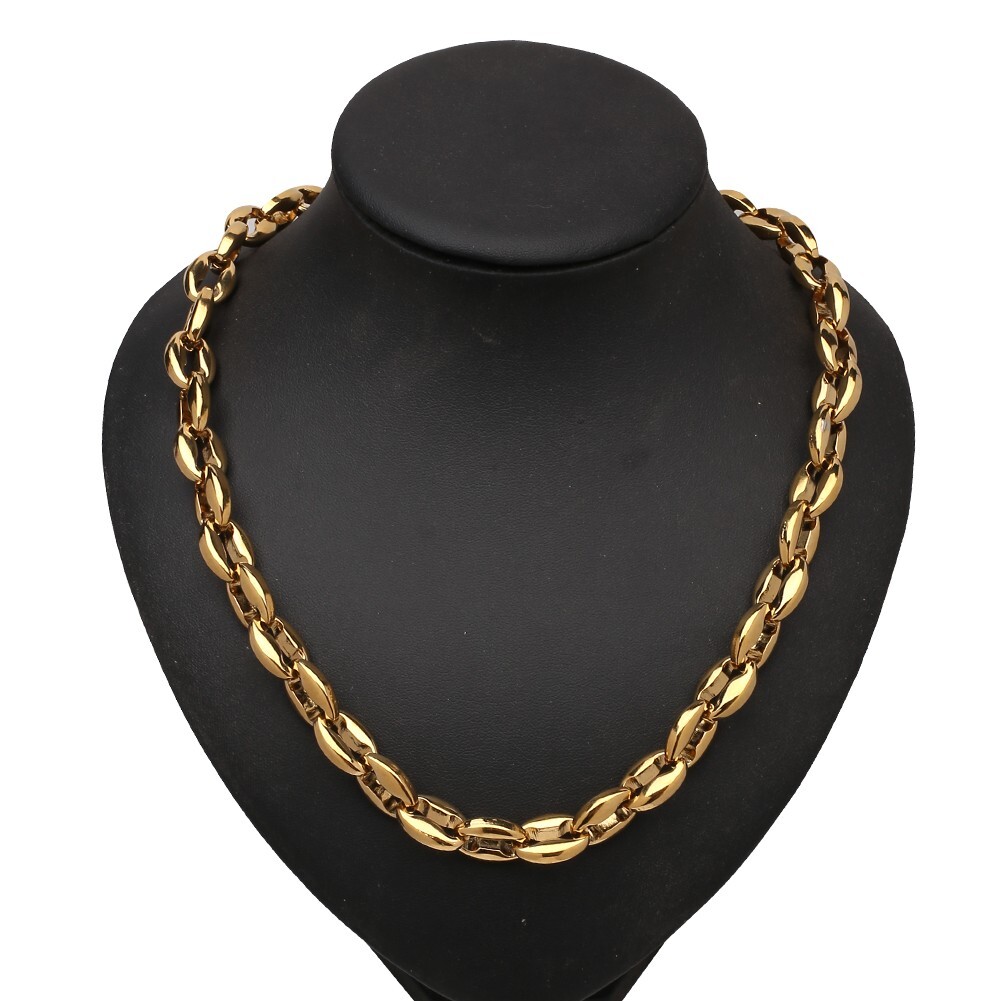 6.5/7.5/10/12mm Men’s Gold Stainless Steel Coffee Beads Chain Necklace 16″-40″