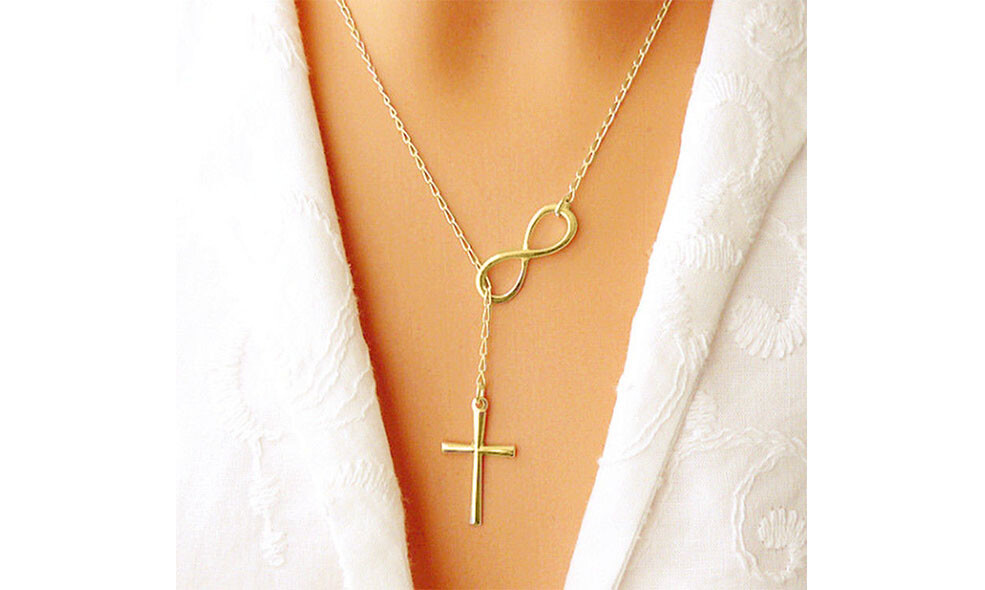 Solid 925 Sterling Silver Infinity Cross Necklace For Women Made In Italy – 18″