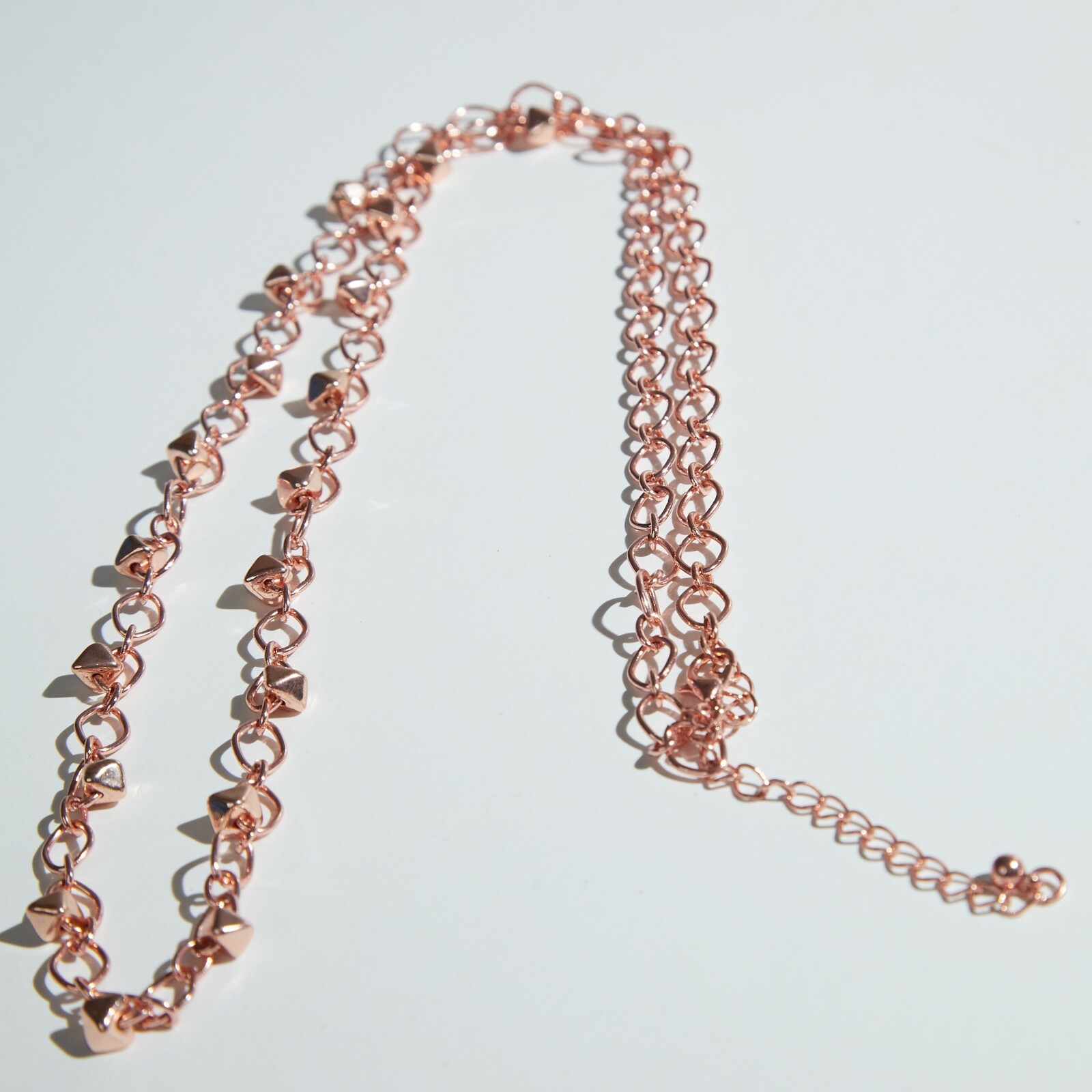 Lot of Three Copper tone Necklaces metal, glass beads, 18″ 28″ 29″ Lengths