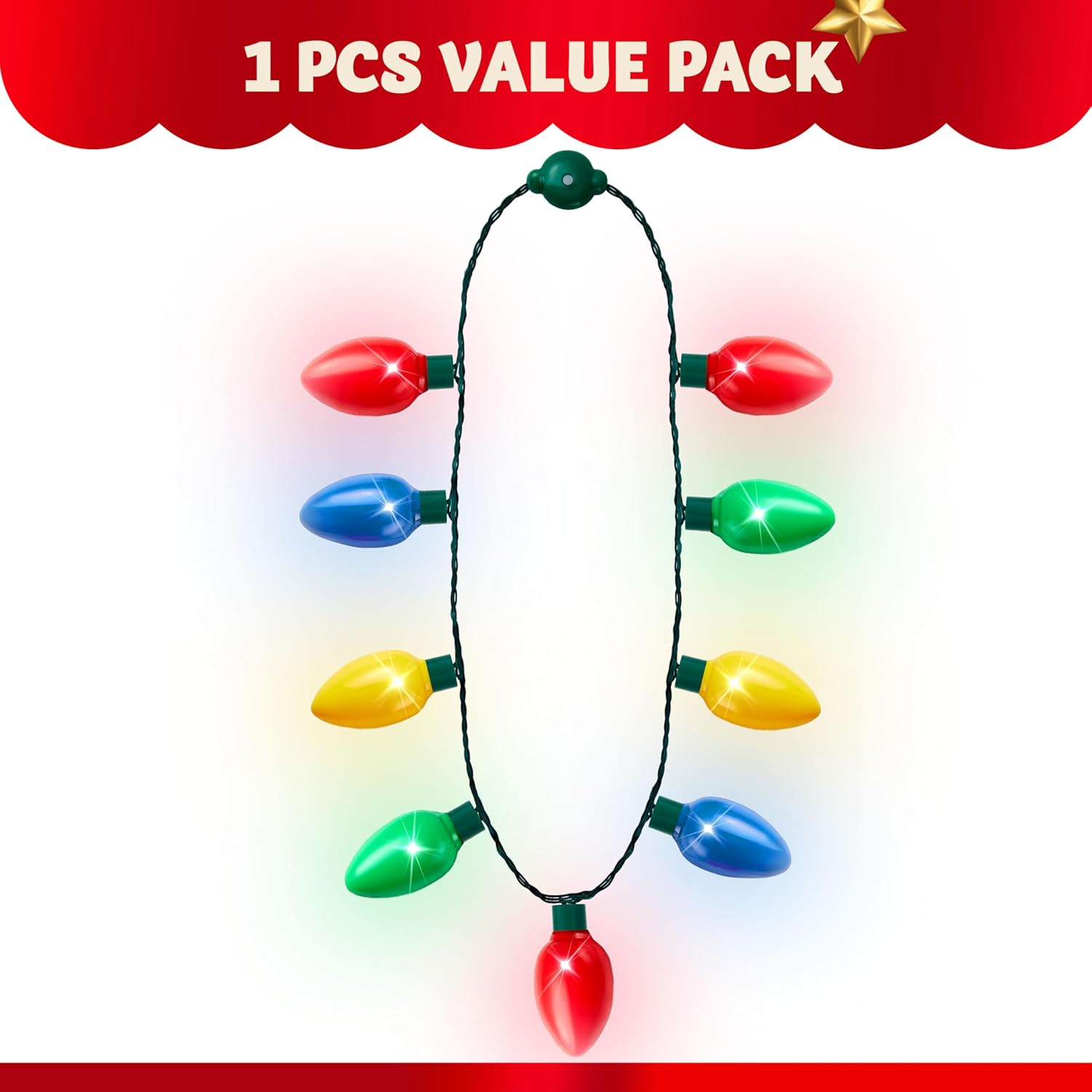9PCS LED Christmas Bulb Necklaces Light Up Holiday Party Favors for Adults Kids