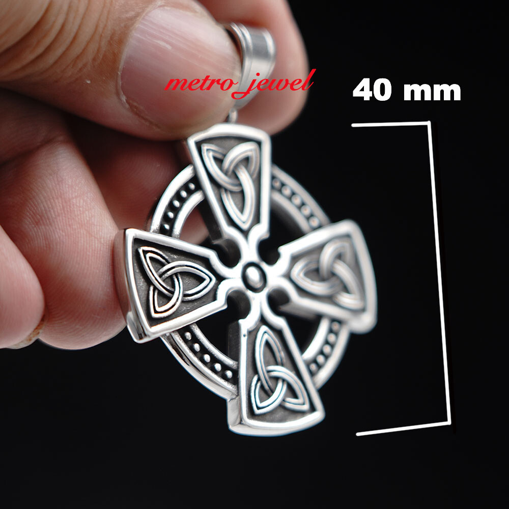 JXC Boys Mens Womens Celtic Trinity Knot Cross Pendant Necklace For Men Women