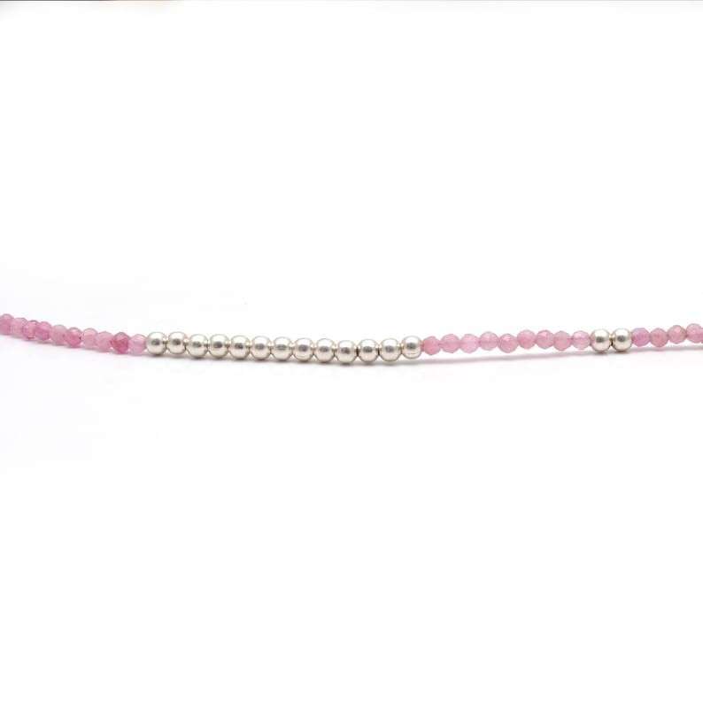 Beautiful A++ Pink Tourmaline Faceted Round Gemstone Beads Women Necklace 24”