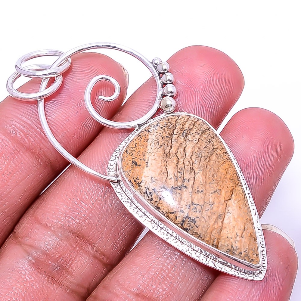 Picture Jasper – Oregon Designer Handmade 925 Sterling Silver Pendant 2.34″ P22