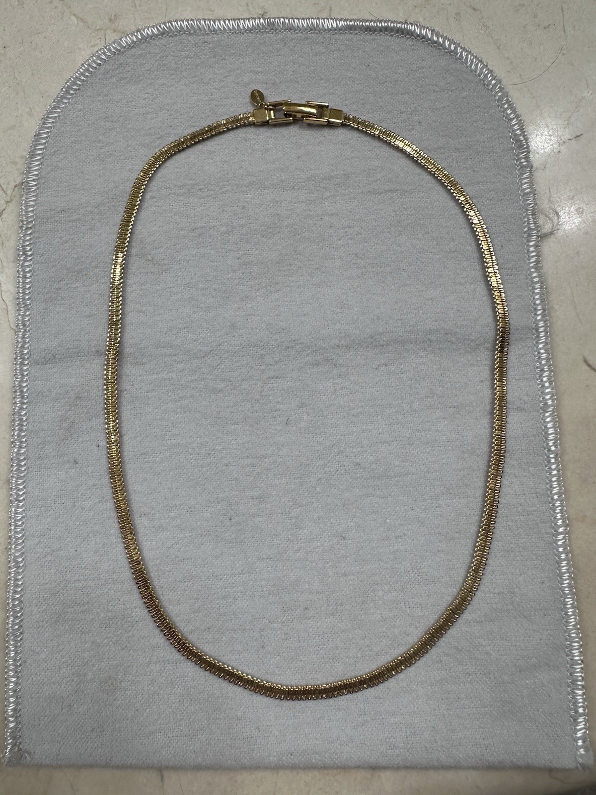Vintage 70’s Monet Signed Gold Tone Serpentine 18” Necklace Gold Plated