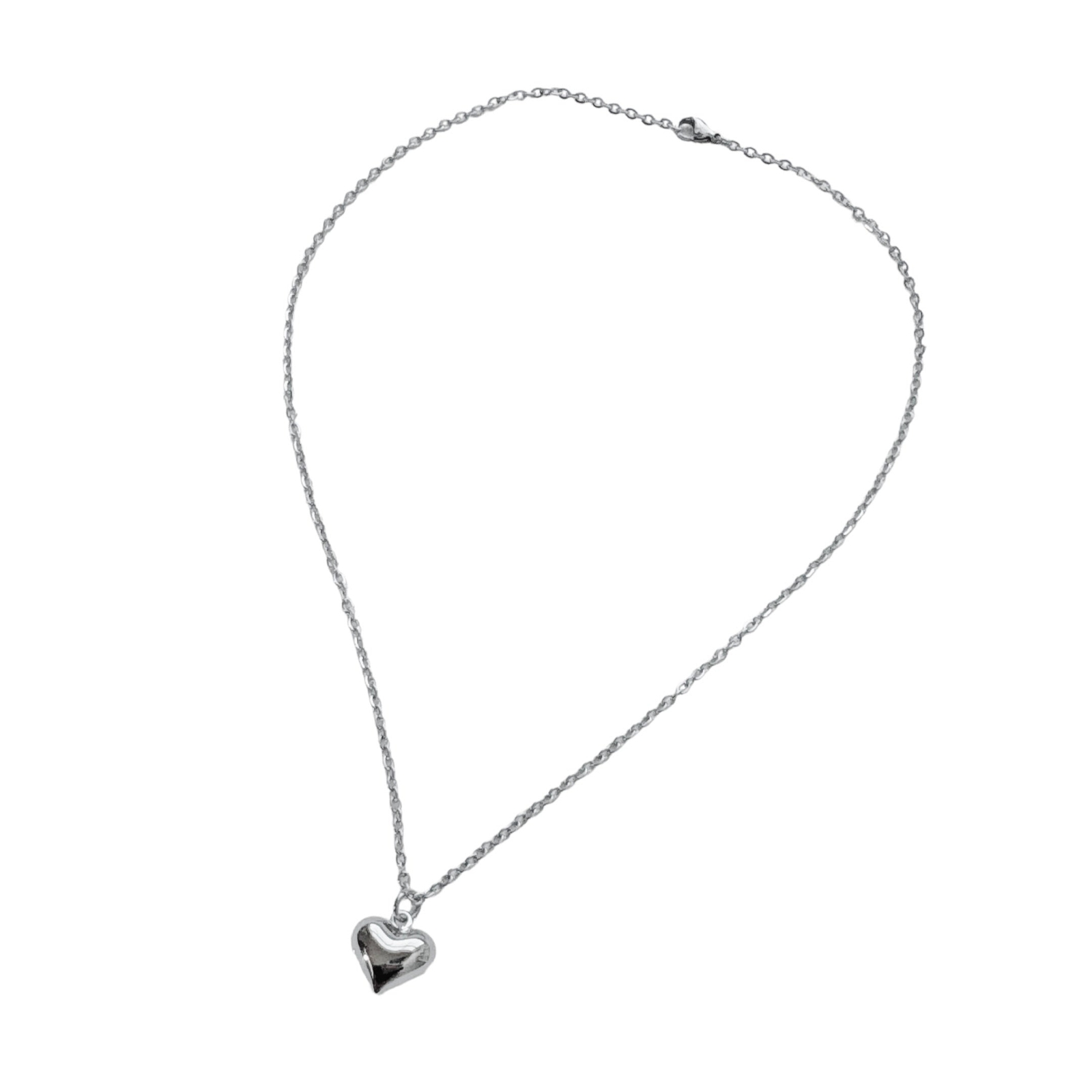 Silver Puffed Heart Necklace | tarnish free handmade in usa puffy heart pendant