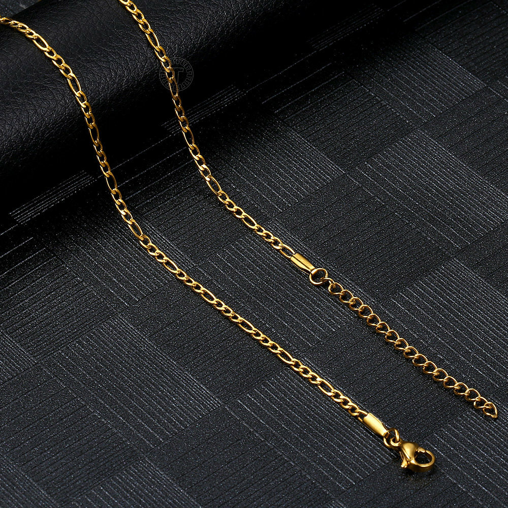 2 mm/3mm Men Women Chain Necklace Gold Stainless Steel Curb Figaro Box Rope