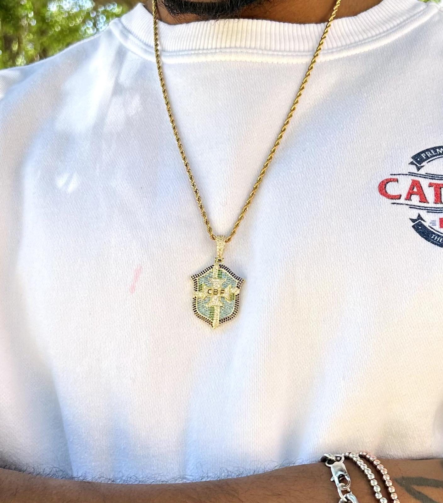 Brazil Necklace Soccer Chain and Team Badge Pendant Gift