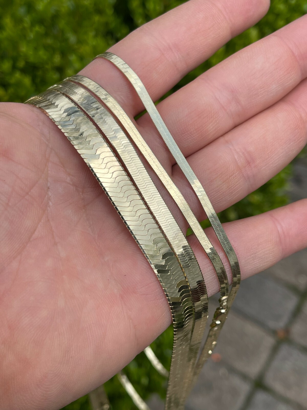 14k Gold Plated Solid 925 Sterling Silver Herringbone Chain Necklace Braid 3-9mm