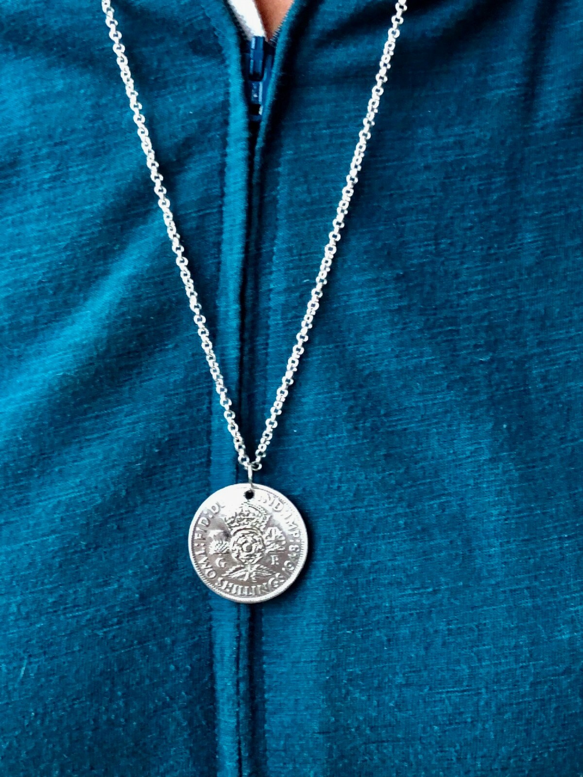 United Kingdom Coin Pendant United Kingdom 2 Shilling King Vintage Handmade