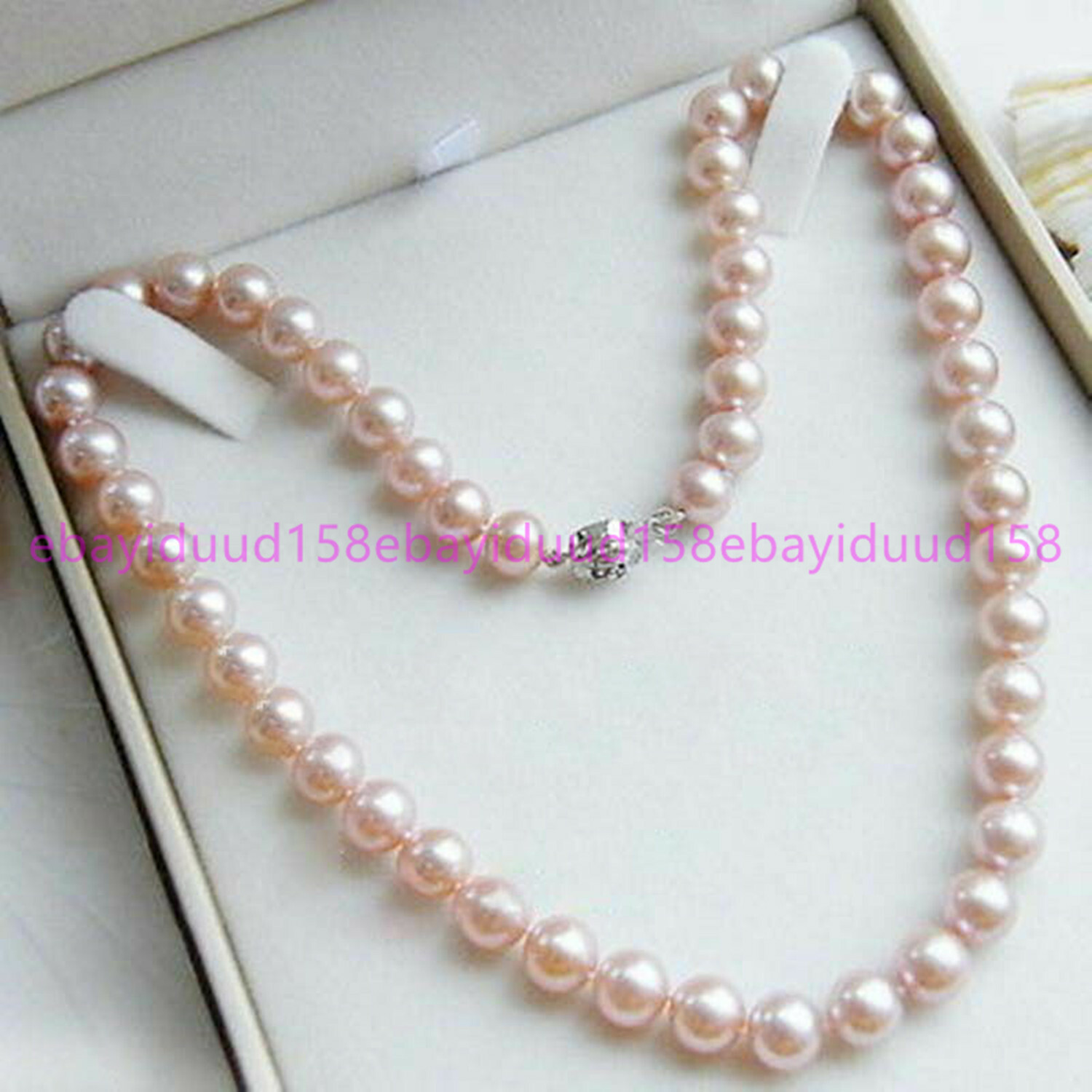 7-8MM Genuine Natural Pink Cultured Pearl Beads Necklace 18″