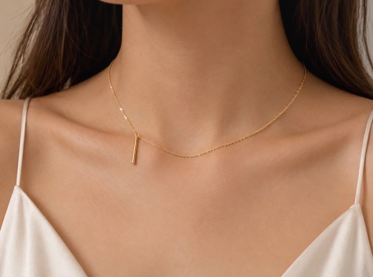 Minimalist Gold-Tone Bar Necklace