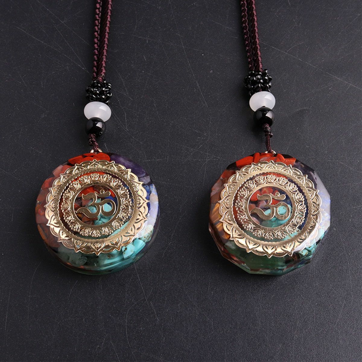 7 Chakra Natural Stone Energy Pendant Necklace Yoga Reiki Healing Amulet Gifts