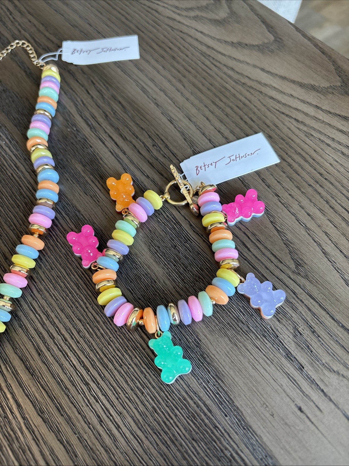 Betsey Johnson Gummy Teddy Bear Candy Statement Necklace & Bracelet Set NWT