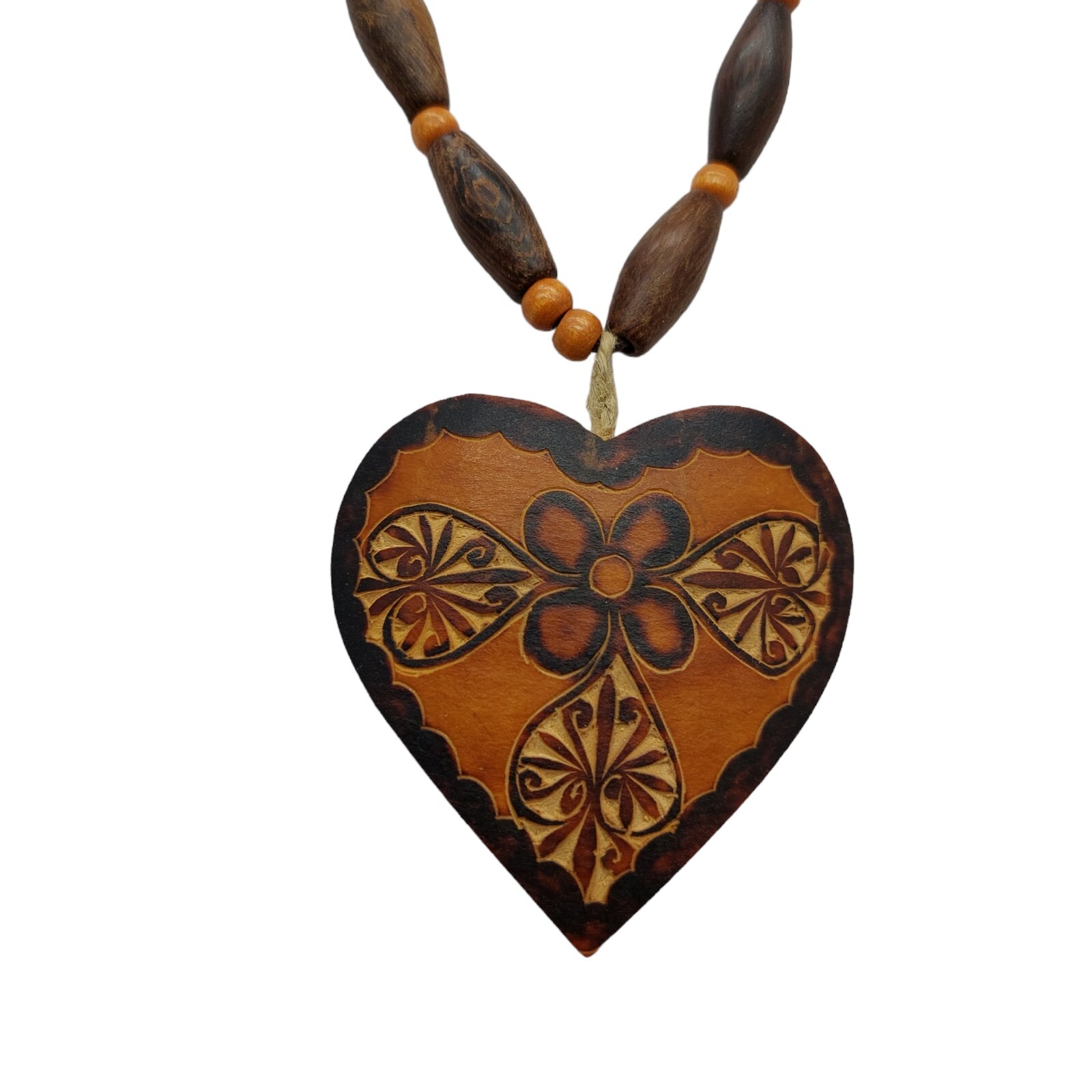 Carved Wooden Heart Necklace Choker set of 3 various sizes and styles