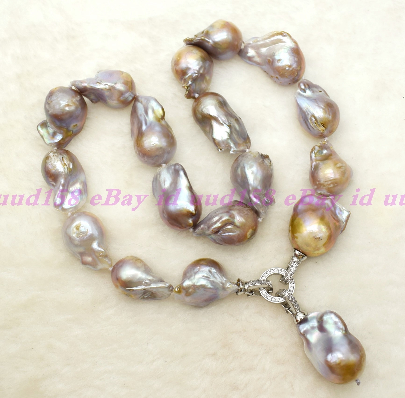 NEW HUGE NATURAL AAA++ SOUTH SEA PURPLE BAROQUE PEARL NECKLACE 18″