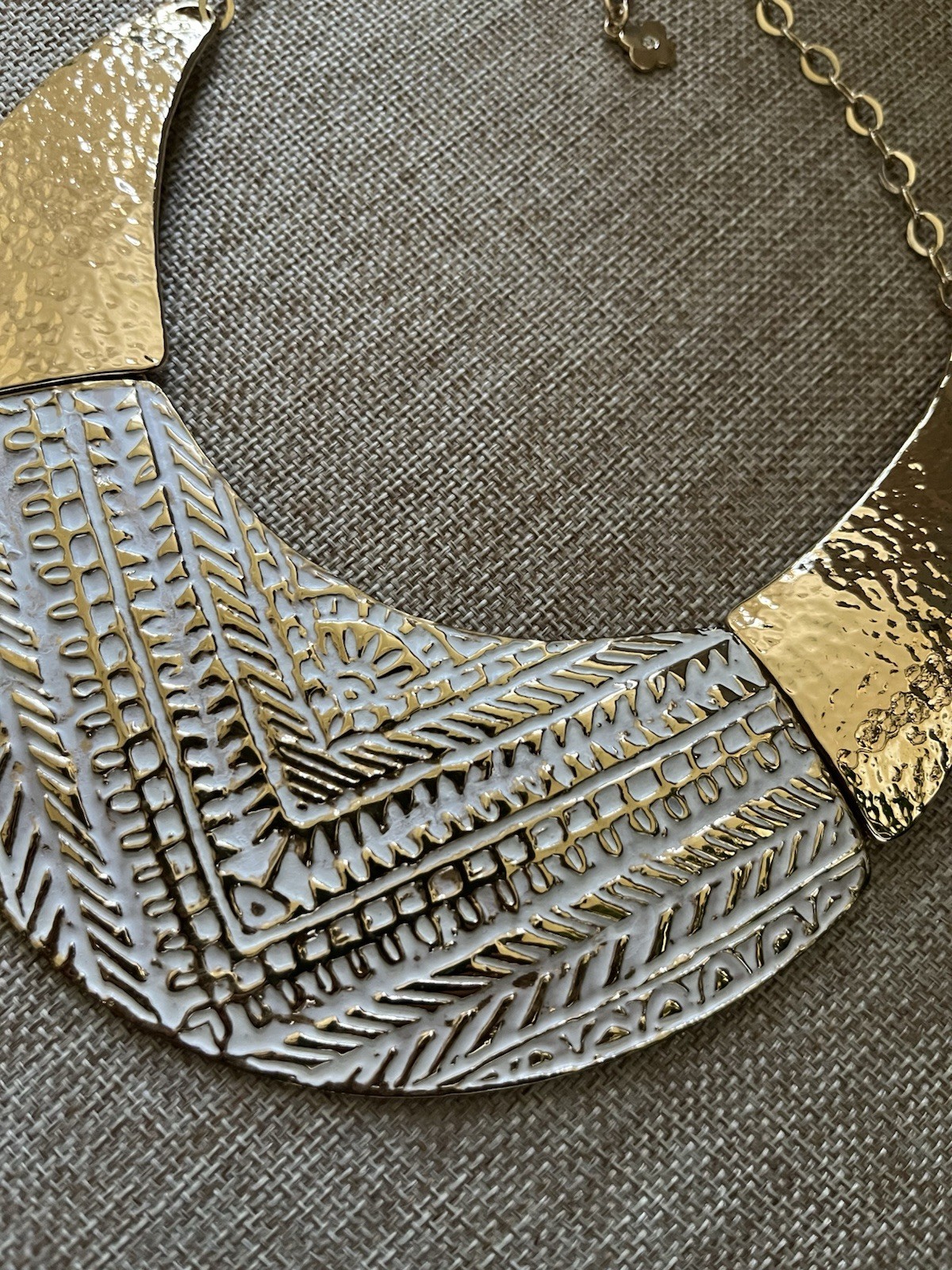 Gold & Silver Tone Bohemian Statement Bib Necklace 18in Adjustable Lobster
