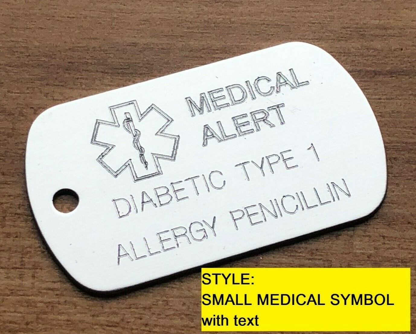 CUSTOM ENGRAVED MEDICAL ALERT ID INFO DOG TAG NECKLACE DIABETIC ALLERGIES ICE