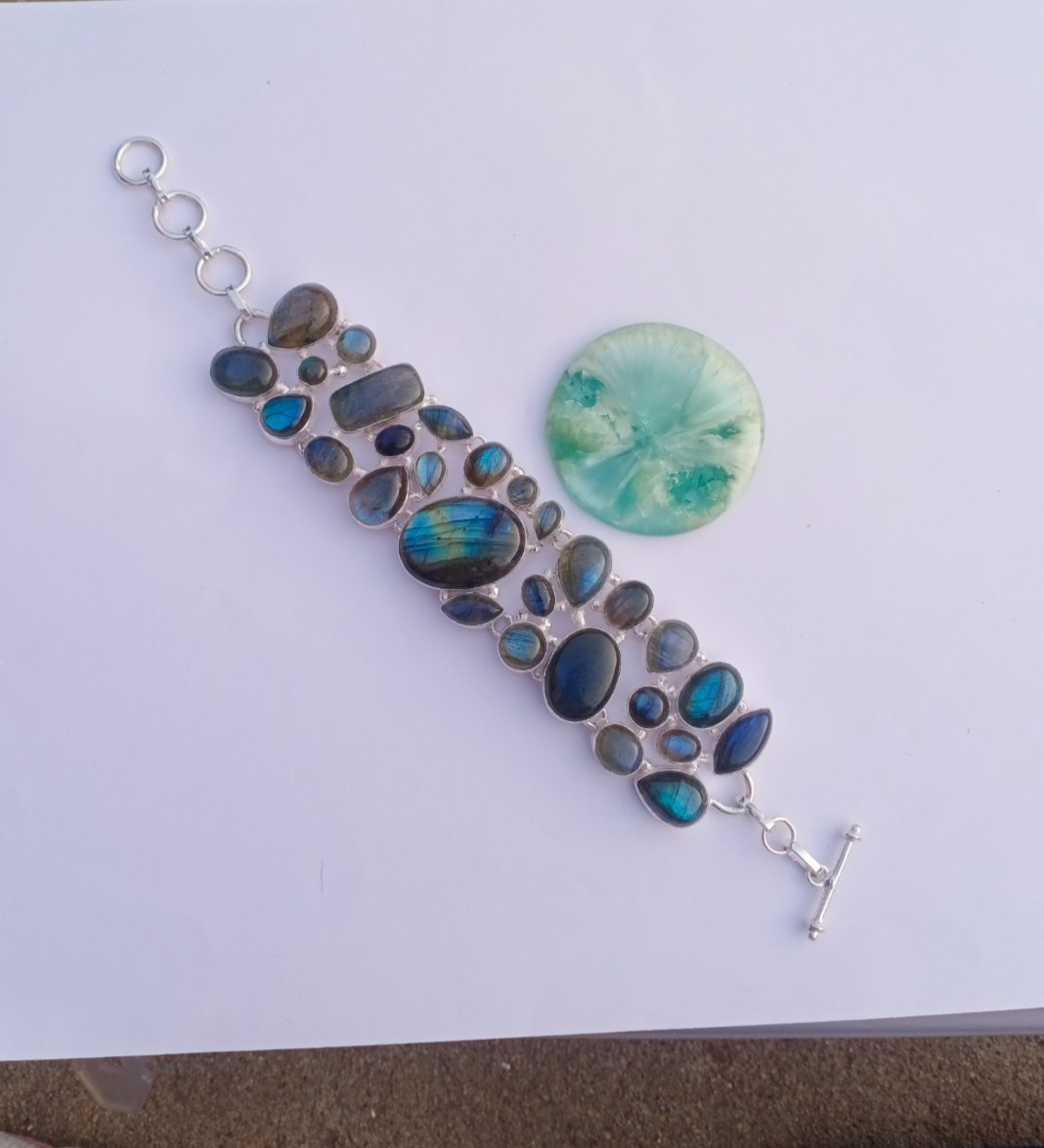 Natural Labradorite Gemstone 925 Sterling silver Handmade Bracelet Jewelry