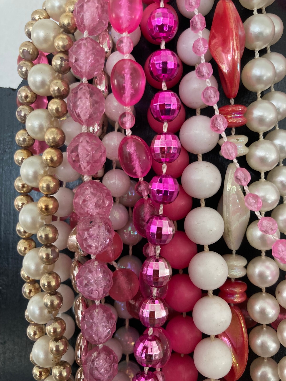 LOT OF 15, Mixed PINK THEME Mardi Gras or DRESS UP Beads…FUN