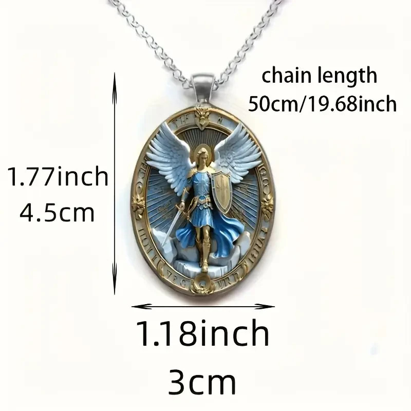 Oval-shaped necklace of Archangel Michael – Exquisite 2D design