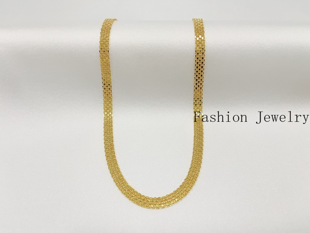 Solid 18K Yellow Gold Vintage Multi Layer Wide Necklace Chain 8mm 24in men/women