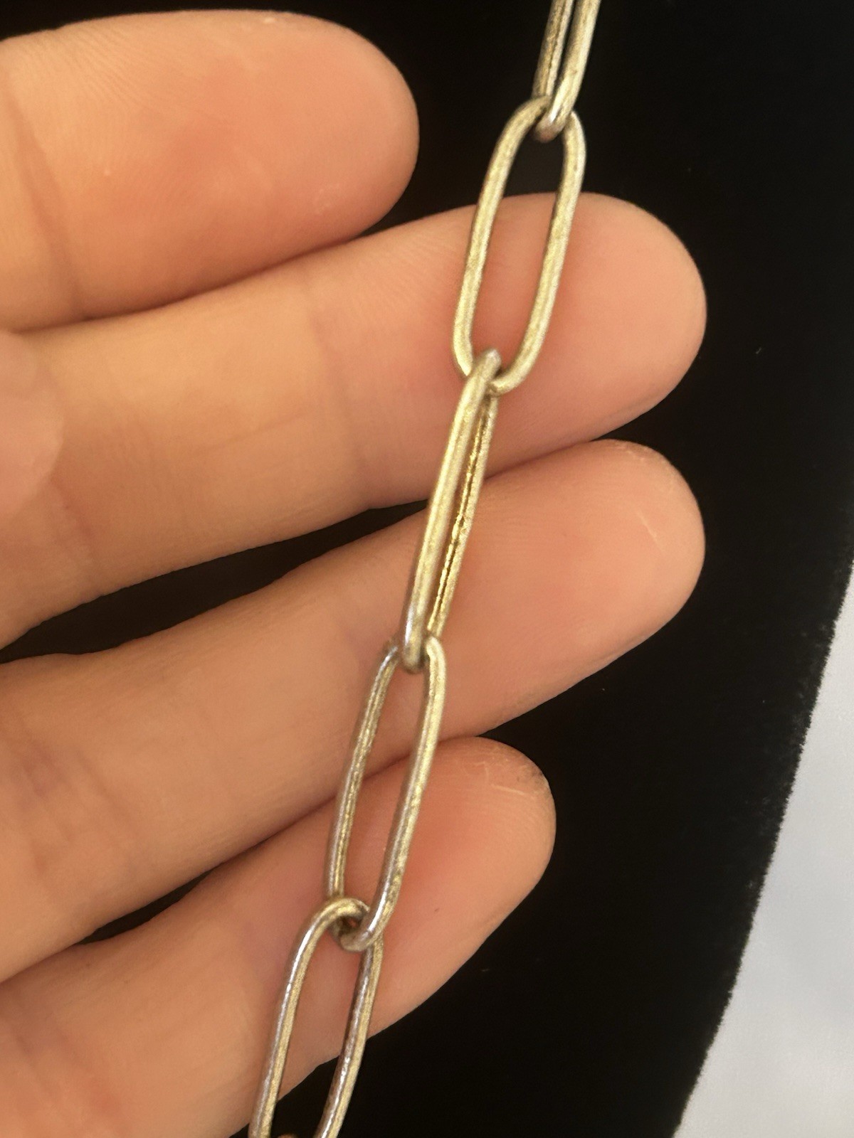 Oxidized Silver Tone 20” Medium Paperclip Chain Link Necklace NIB