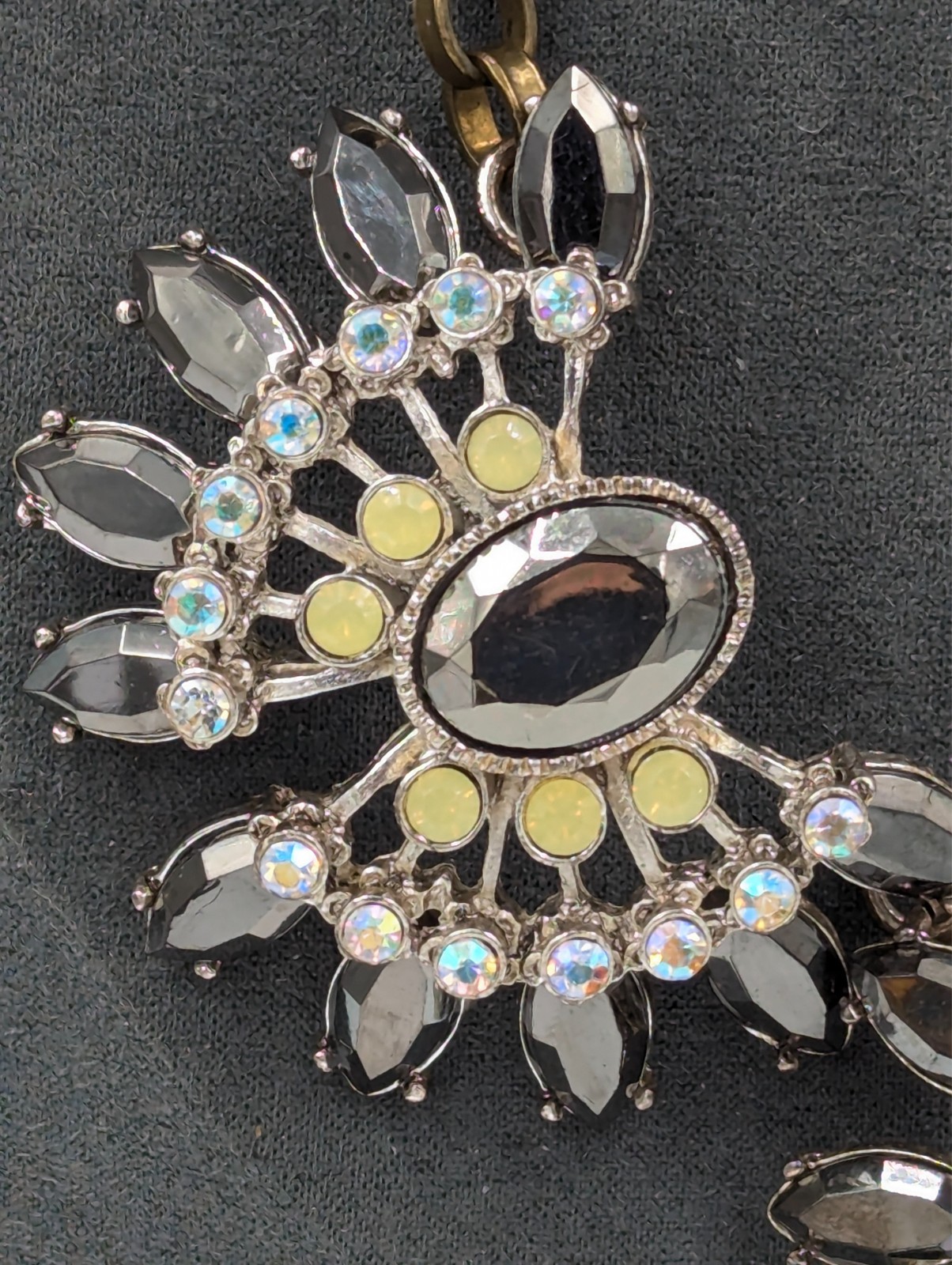 Betsey Johnson Whiteout Collection Necklace Black Clear Grey Art Deco Inspired