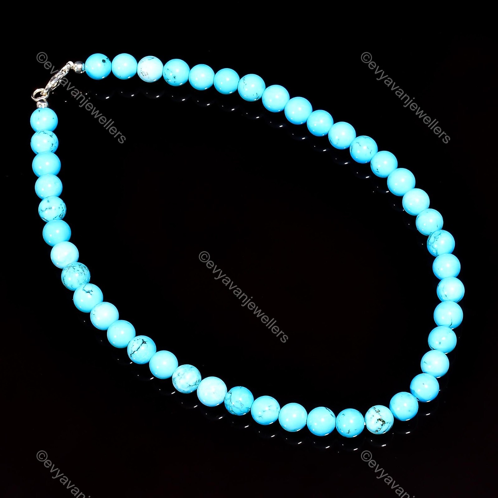 Tibetan Turquoise Gemstone 925 Silver Beaded Adjustable Necklace For Girls