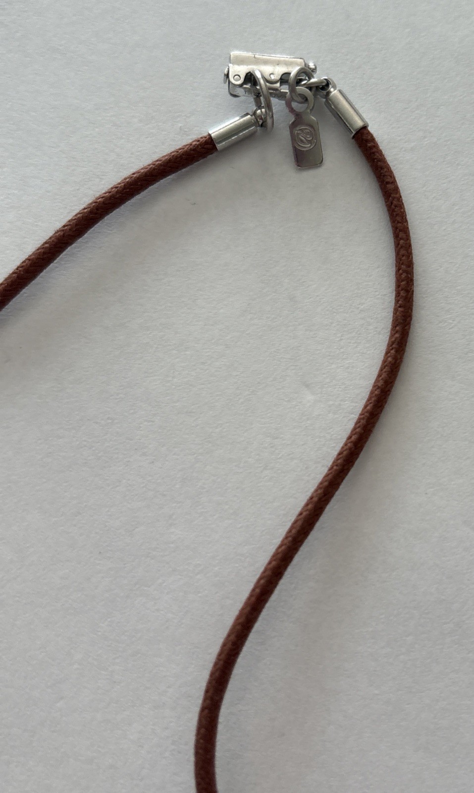 Swarovski Crystal Clear Pendant Necklace Leather Brown Cord Boho Chocker