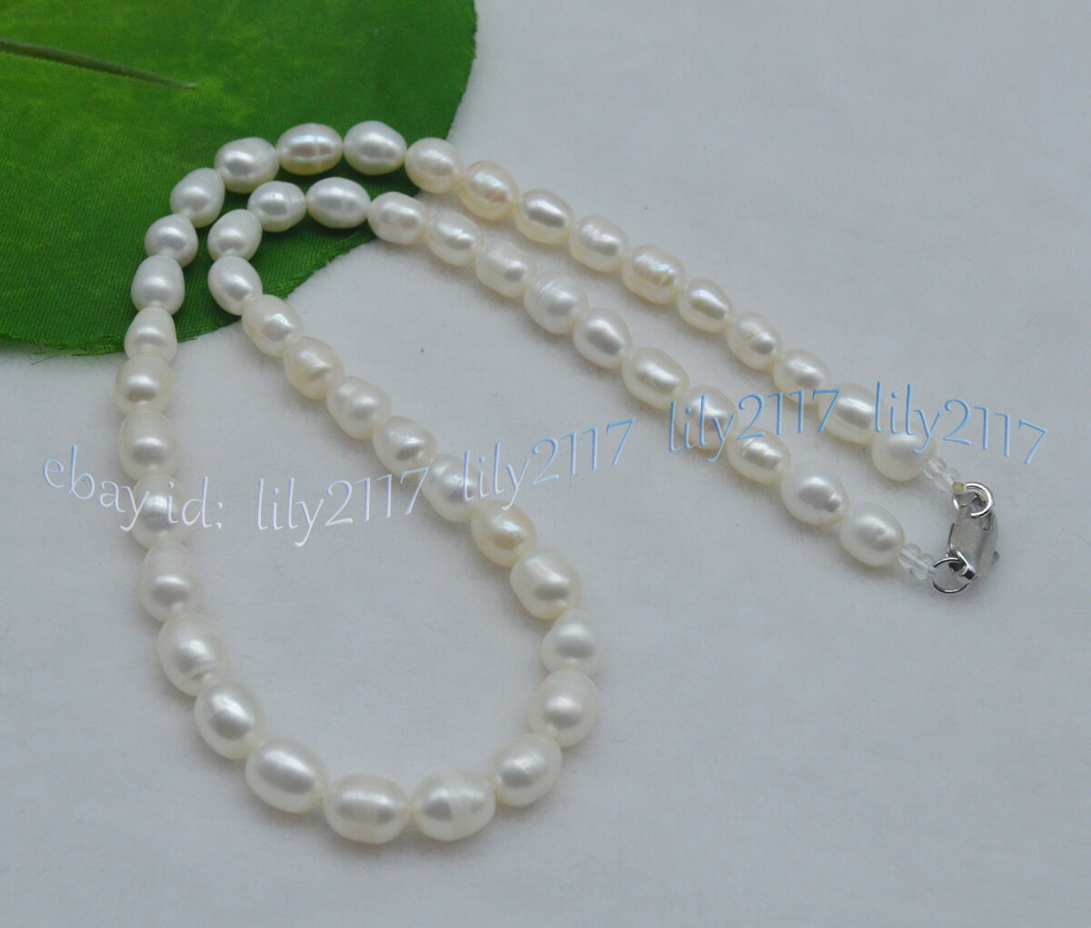 7-8mm Real Natural Freshwater Cultured White Pearl Rice Beads Necklaces 14-48”