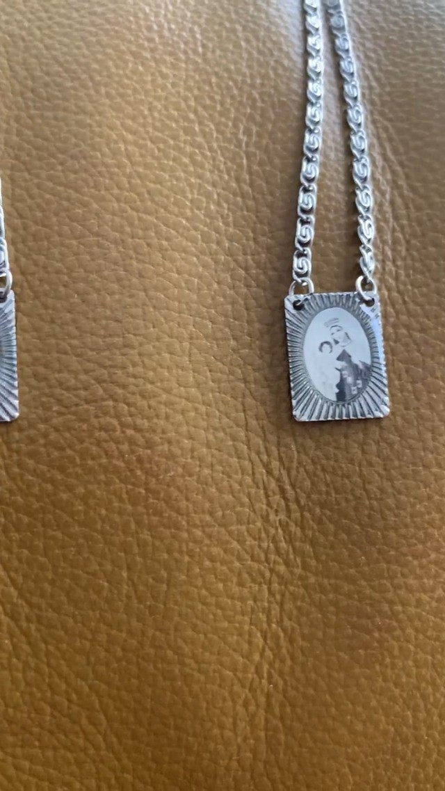 Stainless Steel Scapular Necklace with Sacred Heart & Our Lady Icons – 14 Inch C