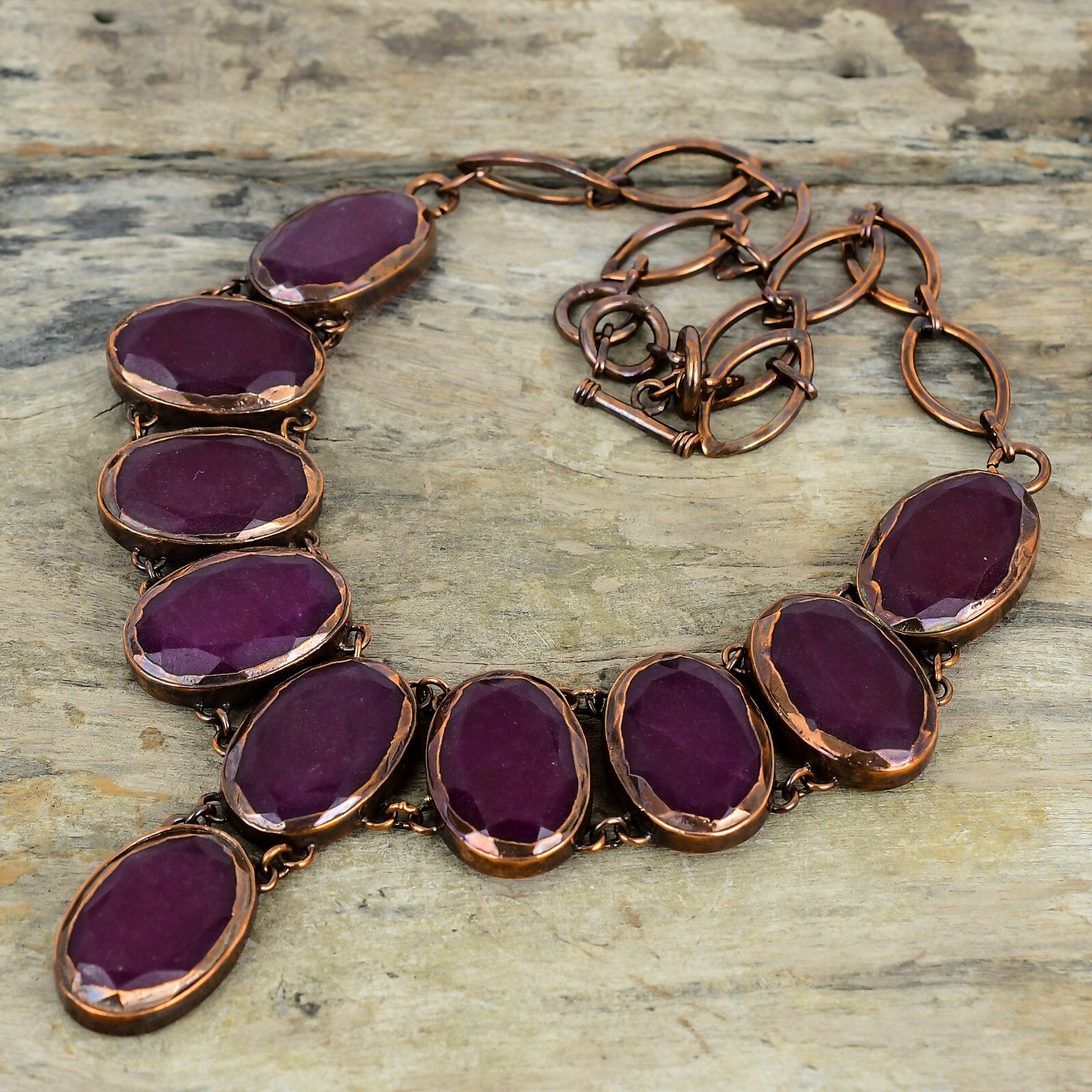 Kashmir Rubi Copper Gift For Briedsmaid Electroformed Adjustable Necklace 18.0″