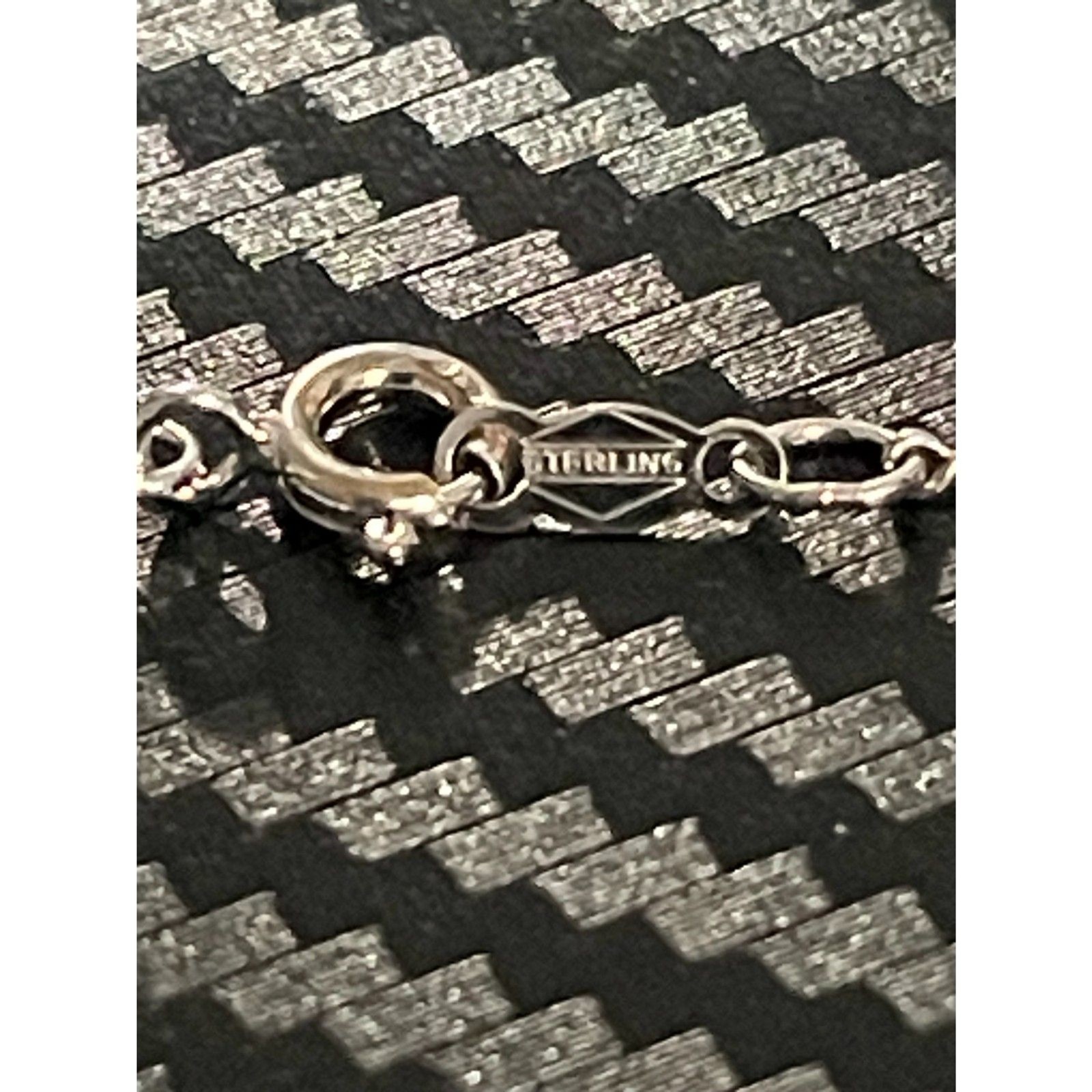 Vintage Sterling Silver Black Faceted Glass Crystal Station Necklace 4.6g MTM
