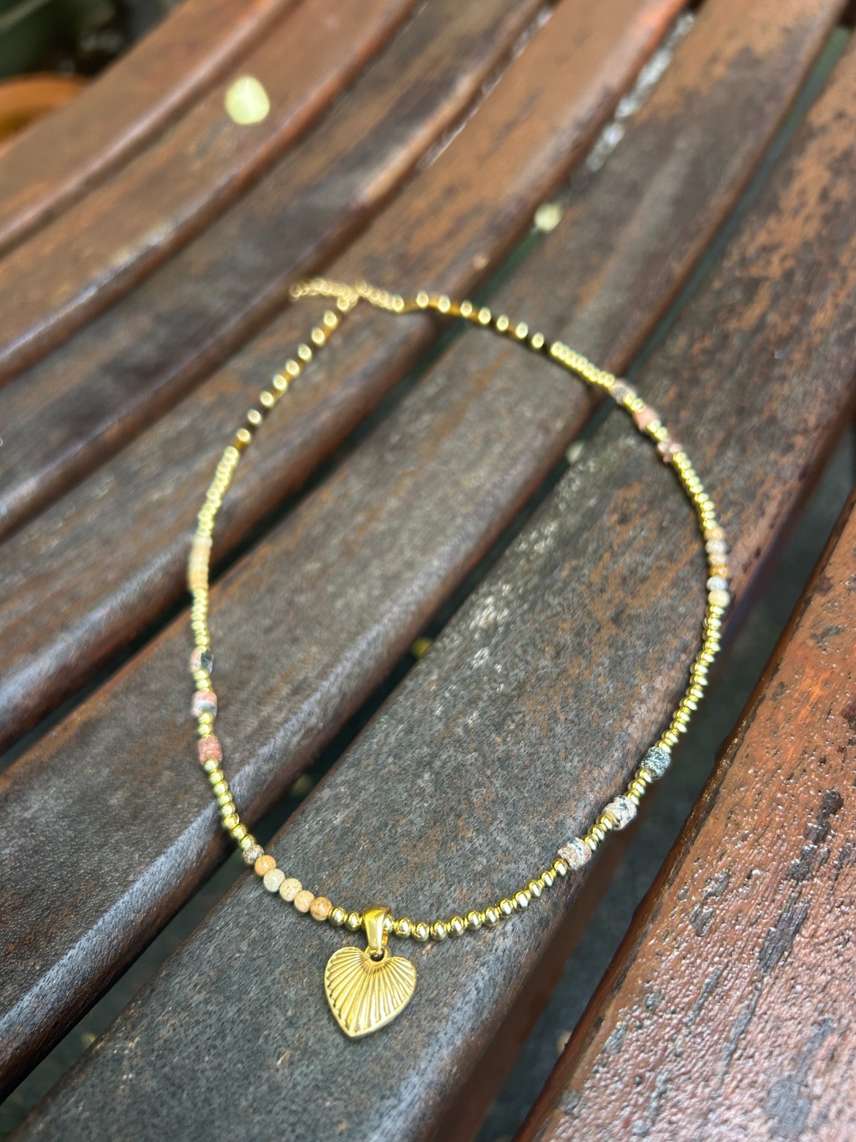Gold Heart Pendant Necklace Women Dainty Adjustable Boho Vintage Jewelry Gift