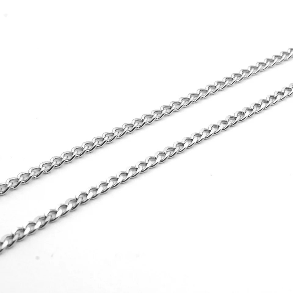 Wholesale 316L Stainless Steel 3MM Flat Curb Link Necklace NK Chain For Pendants