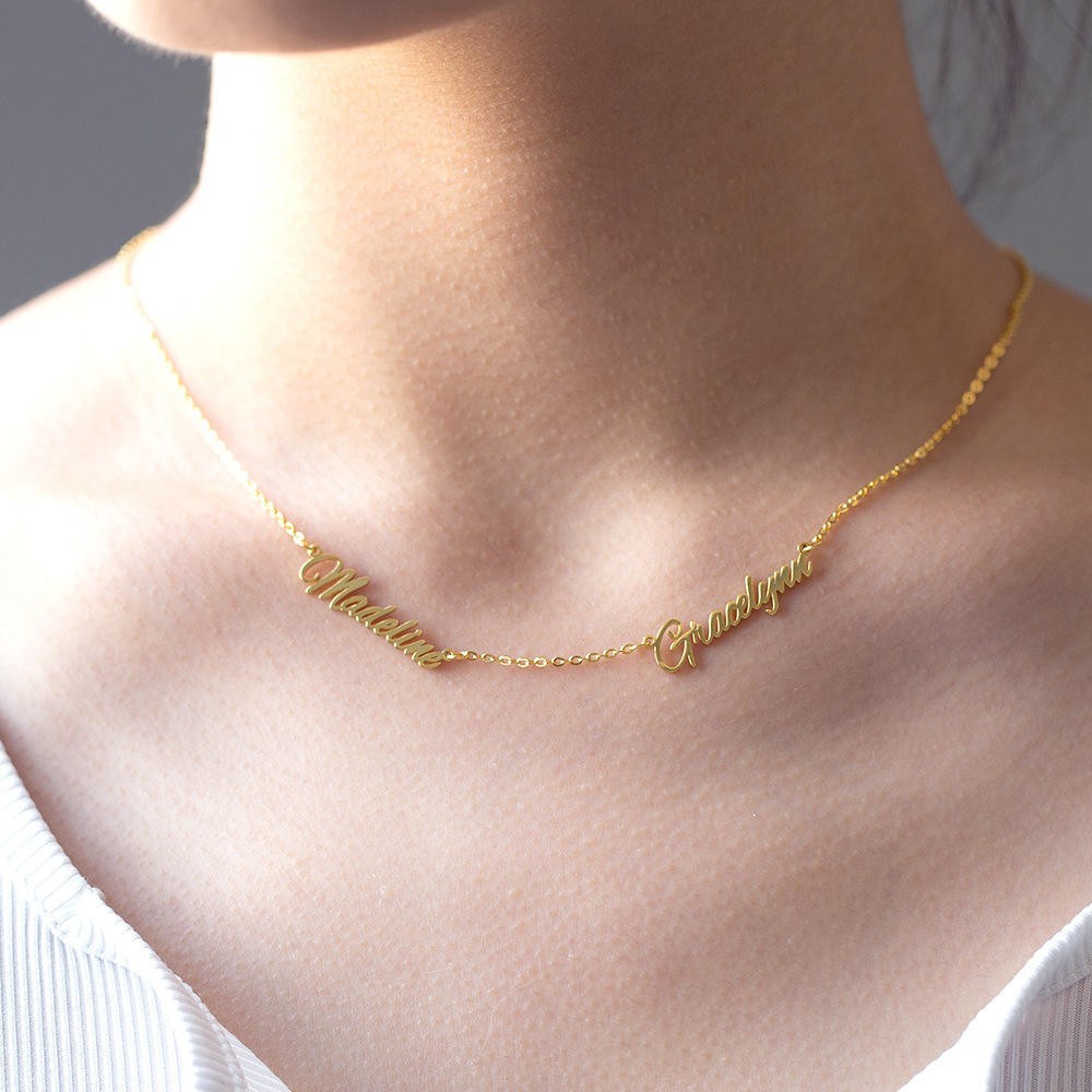 Personalized Double Names Necklace Pendant for Women Custom Made with 2 Names