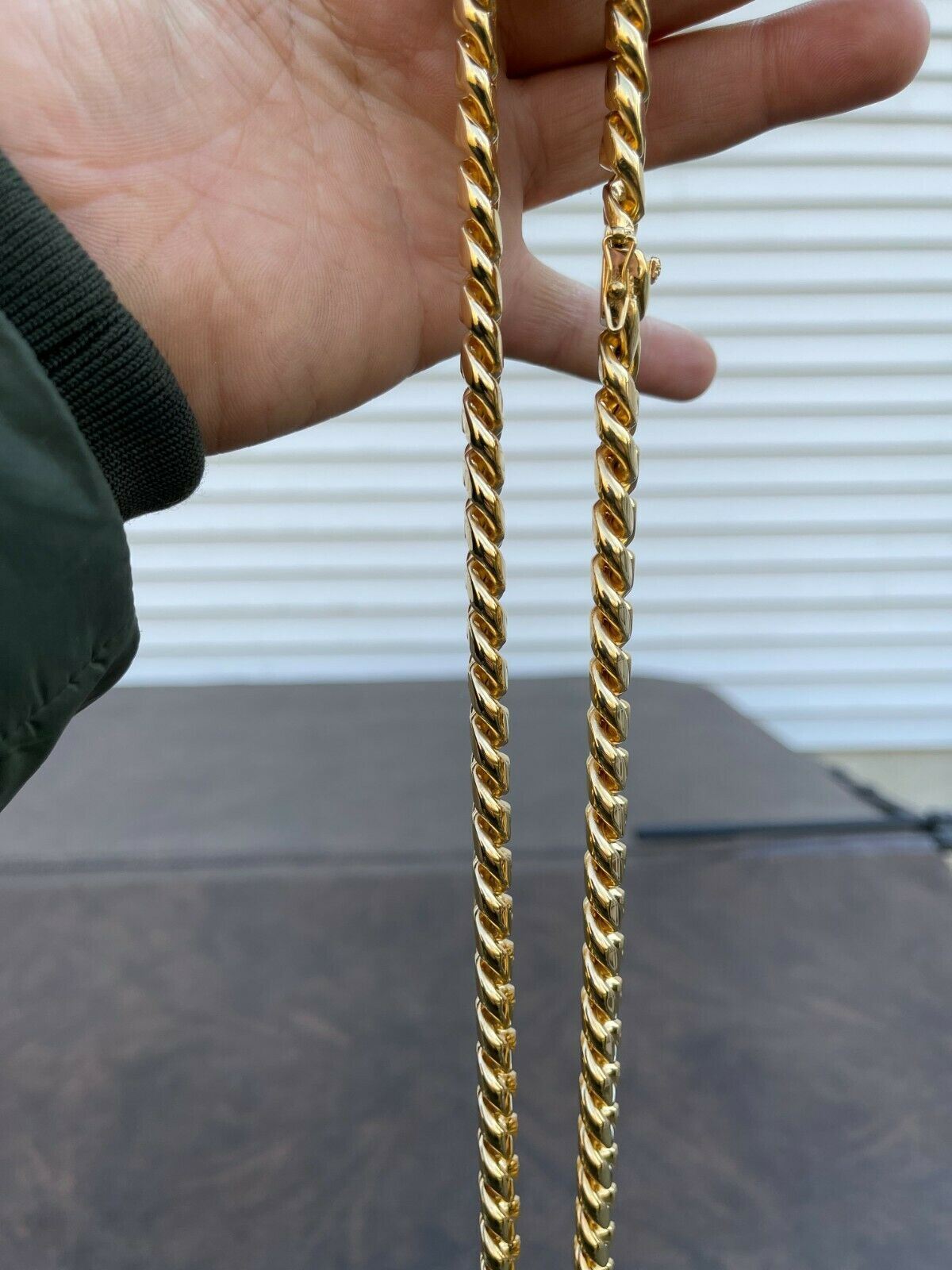 Miami Cuban Link Chain Real 18k Gold Plated Stainless Steel Necklace 14mm