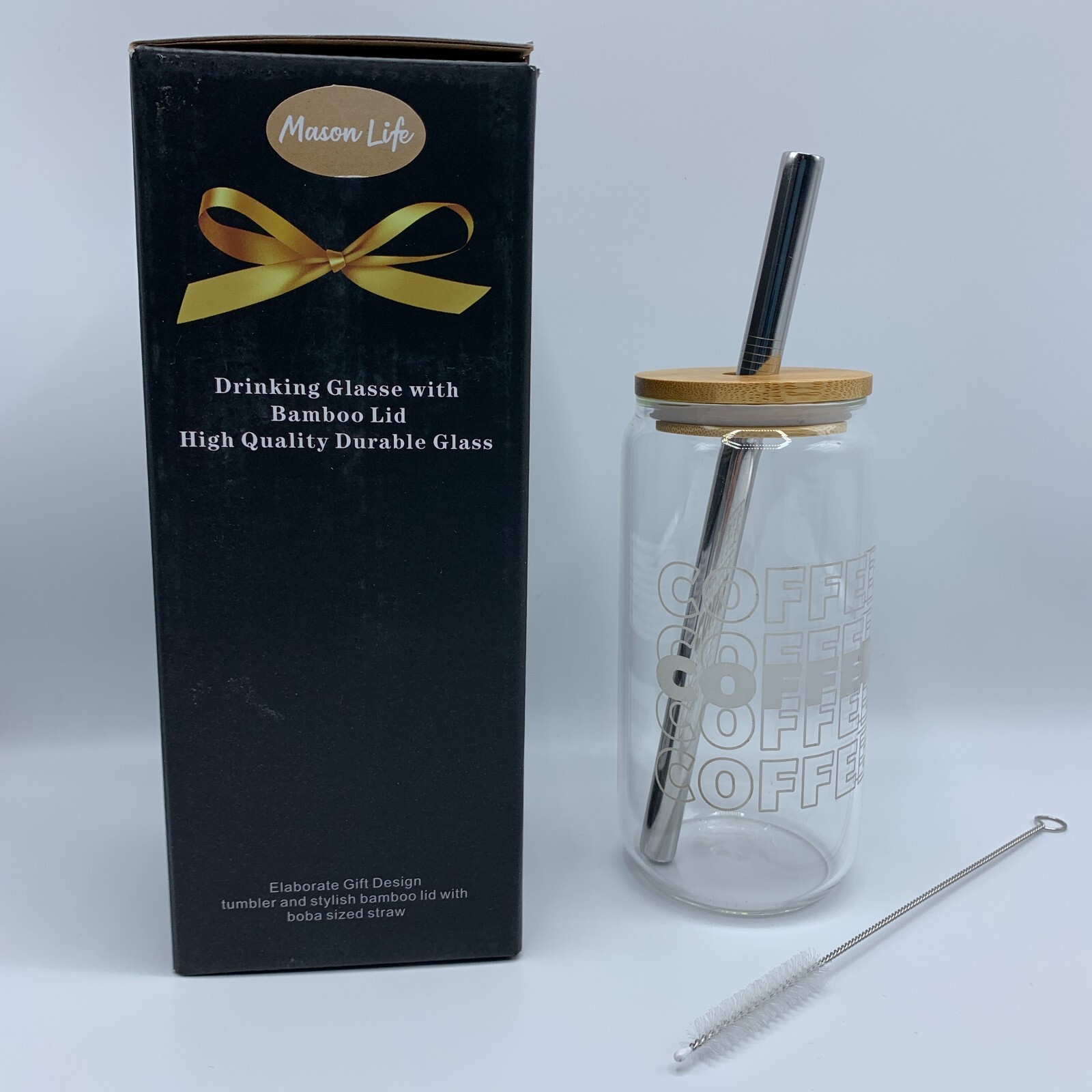 Mason Life Jar Elegant 20 Oz Can Glass with Lid Perfect Gifts for Coffee Lovers
