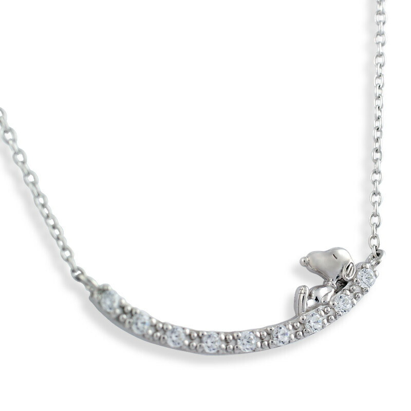 Peanuts Snoopy HAPPY Necklace Silver 925 SV925 40cm 16″ in Box Japan New